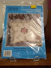 Candamar DesIgns Candlewicking Embroidery Roses on Lace Pillow Kit 80198 NIP