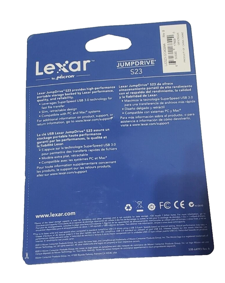 Lexar 32GB JumpDrive S23 Super Speed USB 3.0 - Brand New - Image 3 of 4