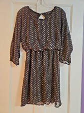 Express Black Polka Dot Fit and Flare Dress Size Small