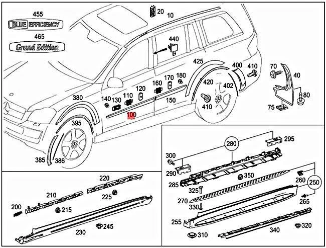 Genuine MERCEDES W164 X164 Protective strip Right front door 