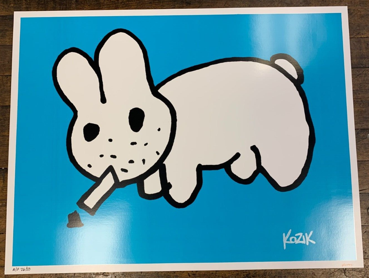 Frank Kozik - 1997 - Smoking Bunny ART Labbit S&N Artist Proof 