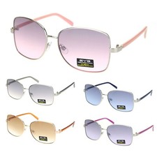 Womens Rectangular Metal Rim Butterfly Diva Pop Color Sunglasses