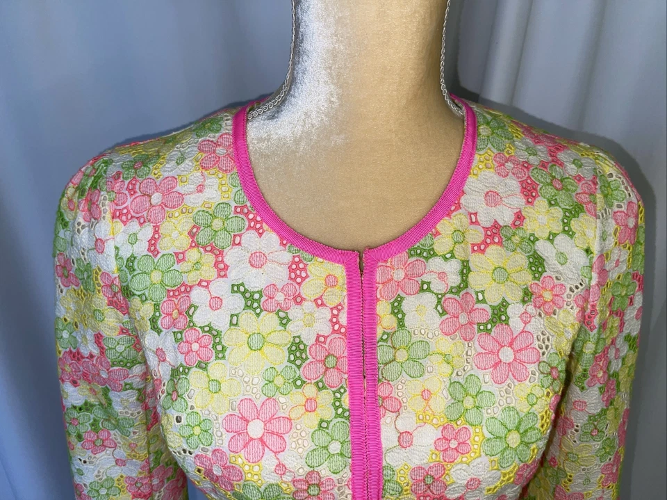 Blazer Lilly Pulitzer 'Nelle' Encaje Floral Manga 3/4 Talla 4 Foto 3 de 4
