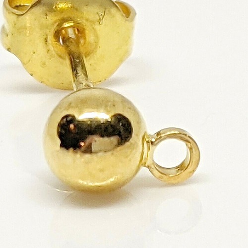 Solid silver gold pl ball stud earring findings + backs craft jewellery 1 pair - Picture 5 of 7