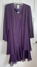R M Richards A-line Chiffon Dress 2-Pc Jacket 6P Purple Beaded Wedding Formal