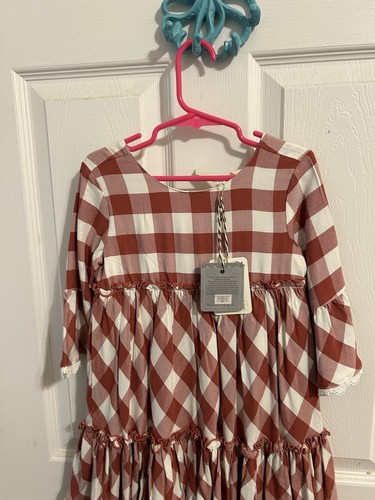 Matilda Jane Just Imagine Kassidy Girls Plaid Twill Ruffle Dress Size 4T - Picture 2 of 3