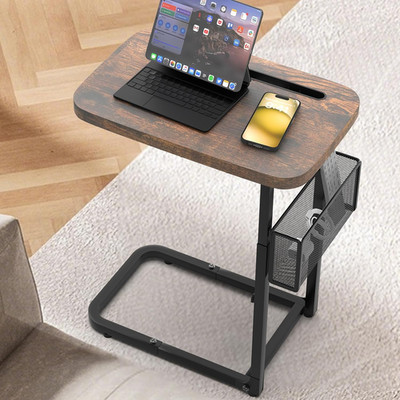 High-Grade TV Tray Table with Large Tabletop, Adjustable Couch Table with Storag