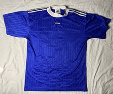 Vintage Adidas Soccer Jersey Blank Men’s Large Blue Short Sleeve USA Made