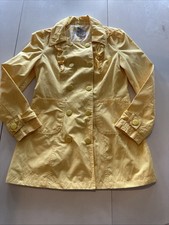 457. Tulle Yellow Raincoat Double Breasted Sz M VTG