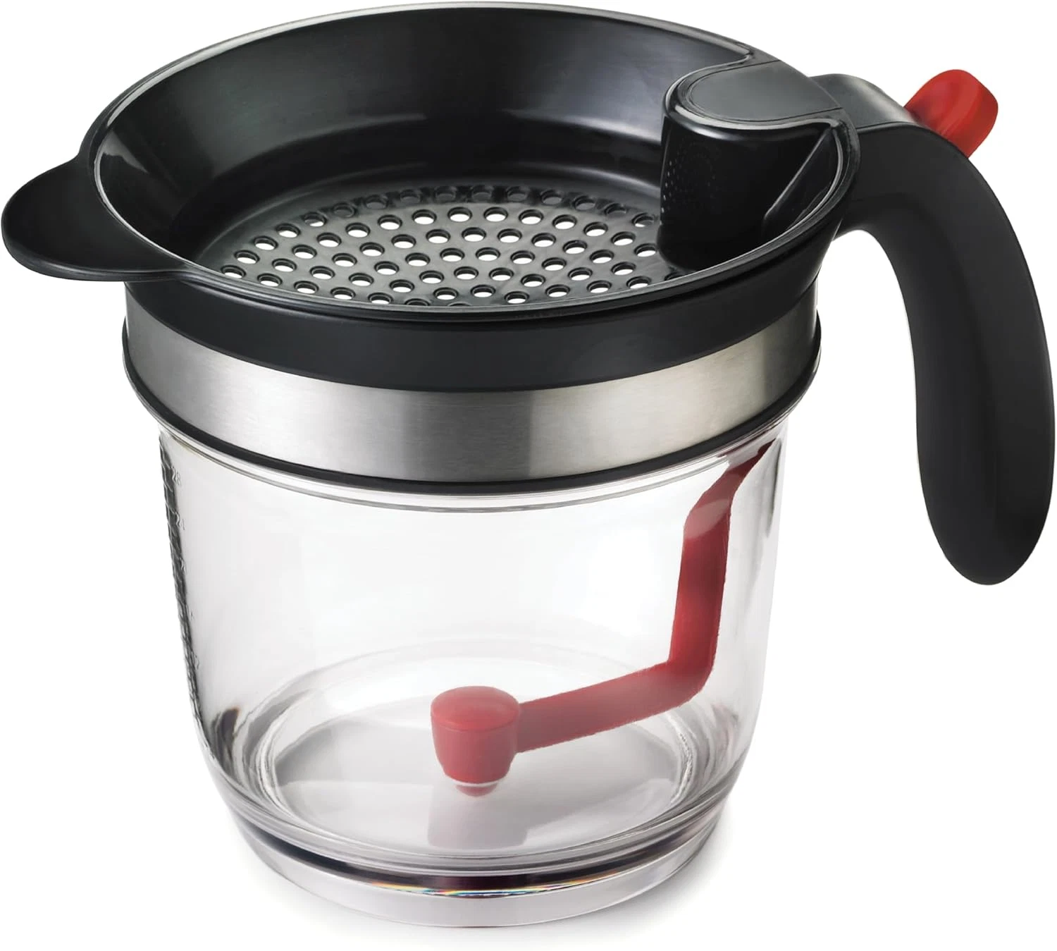 Fat Separator with Bottom Release, Plastic, 4 Cup Strainer with Handle, Grease S