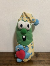 Veggie Tales Larry Cucumber Pajamas Singing Light Up Plush 10" 2001 Not Working