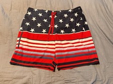 OP Ocean Pacific American Flag Swim Trunks Mens XL Patriotic Lined Board Shorts