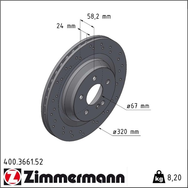2X Zimmermann 400.3661.52 Bremsscheibe FüR Mercedes Benz S Klasse W221 C216-image