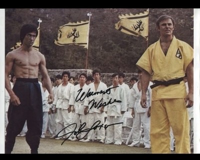 JOHN SAXON AUTHENTIC AUTO 8x10 ENTER THE DRAGON W/BRUCE LEE