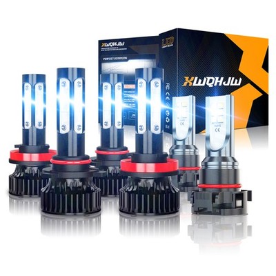 Combo H11 9005 5202 LED Headlight Bulb High Low Beam Fog Light 6000K 6pcs