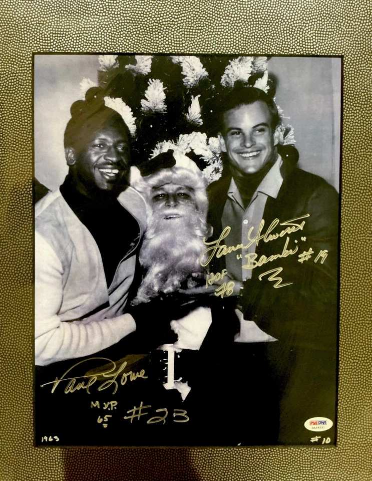 Lance Alworth, Paul Lowe AFL Charger Signed Glass And Metal Frame W/ PSA/DNA - Image 3 of 4