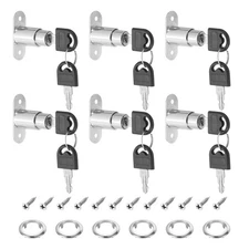 6 Pcs 22mm Drawer Desk Cabinet Push Plunger Lock Keyed Alike
