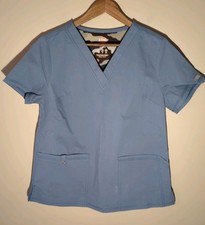 Dickies Forge V Neck 2 Pocket Utility Loop Ring Snap Scrub Top S Blue Gray