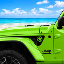 Black Star Fender Hood Vinyl Graphic Decals Fits Compatible W Jeep Wrangler Jl