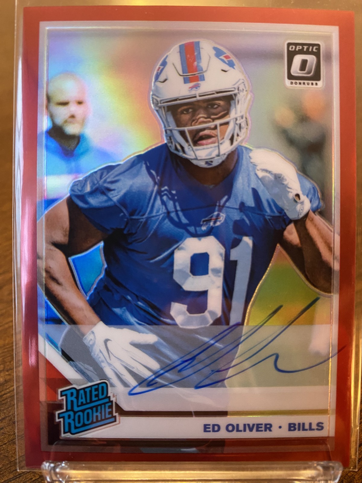 2019 Donruss Optic Ed Oliver Rated ROOKIE AUTO Red /50 Buffalo Bills