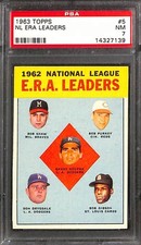 1963 Topps #5 NL ERA LEADERS PSA 7 NM 14327139 