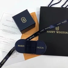 Harry Winston Genuine Ring case Jewelry Navy Leather empty case Gift Box Japan