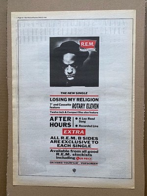 R.E.M. LOSING MY RELIGION (B) POSTER SIZED original music press advert from 1991