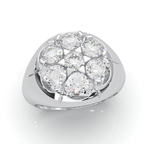 2.50Ct Round Cut Cubic Zirconia Diamond Men's Cluster Ring 14k White Gold Plated