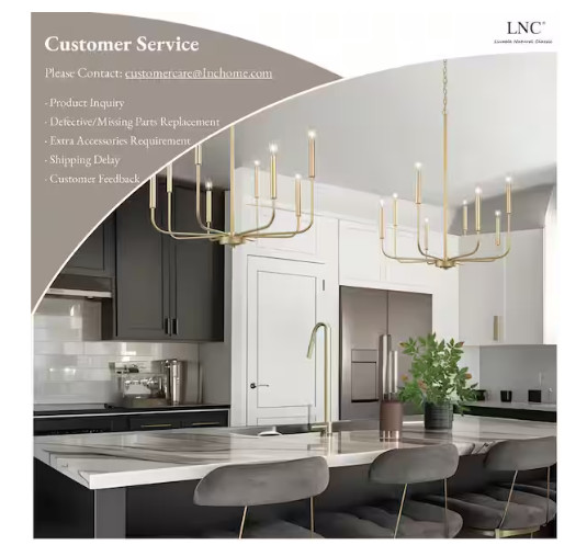 LNC Modern Gold Candlestick Island Chandelier Transitional 8-Light Pale Brass