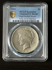 1921 $1 Peace Dollar PCGS Gold Shield Clean VF