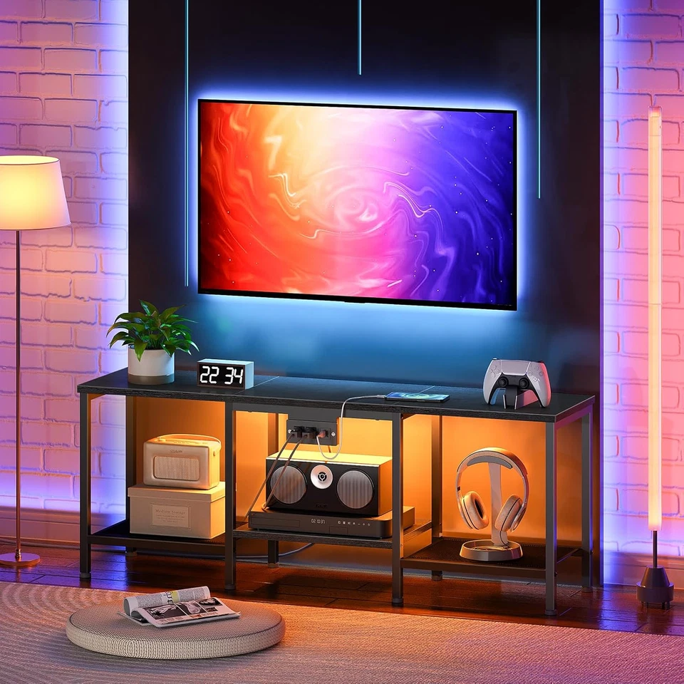 TV Stand with Charging Station to 55 Inches, LED Entertainment Center, Media TV - Image 2 of 4