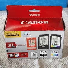 Canon PG-245XL Black CL-246XL Color Ink Cartridge Genuine Sealed 2 Pak W/Paper