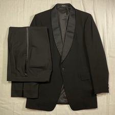 Vintage Jos A Bank After Six 42R Shawl Lapel Black Tuxedo 33Wx29L Pleated Pants