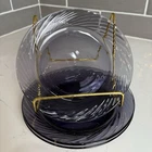 Vintage Pyrex Festiva Amethyst Swirl Plates #9 Set of 3 7.5” USA Purple Decor
