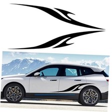 2Pcs 63'' Flame Graphics Stickers Car Body Side Skirt Decals Racing Black