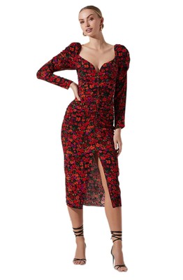 knee length dresses for ladies Revery Floral Long Sleeve Maxi Dress main image 0