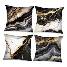 Black and White Pillows Cover Marble Pattern 18" x 18" Pack of 4 Multi-03