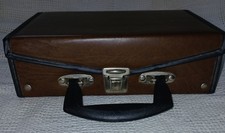 Vintage 12 Cassette Audio Tape Carrying Case Holder Bag, Brown Faux Leather