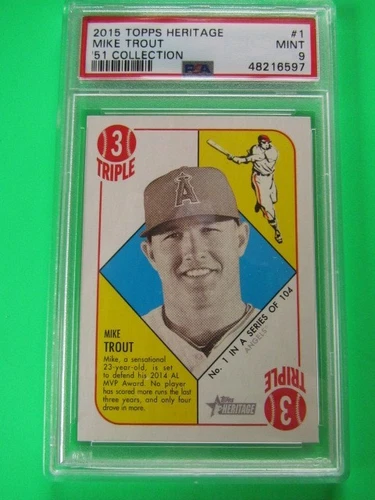 Mike Trout PSA 9 2015 Topps Heritage #1 51' Collection Angels Super Star F0200
