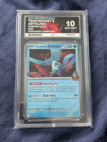Team Rocket's Articuno 051/182 Destined Rivals Stamped Promo Ace 10 Perfect Subs