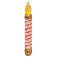 NEW PRIMITIVE CHRISTMAS TIMER TAPER CANDLE CANDY CANE LED GLITTERED GRUNGY 6.5"