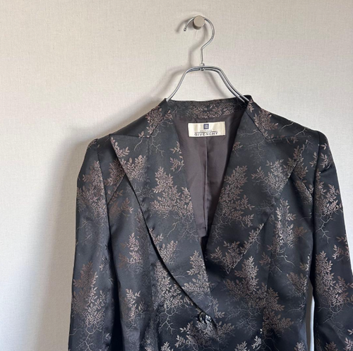 Givenchy 90s Vintage Jacquard Blazer Black Brown Rayon Size 40 Rare - 第 3/11 張圖片