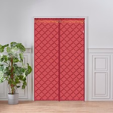 Magnetic Thermal Insulated Door Curtain Fits Door Size 47" x 79", Red