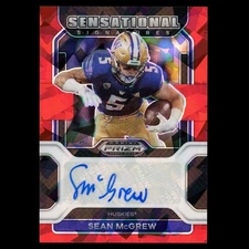 2022 Prizm Draft #SS-SMC Sean McGrew Sensational Signatures RC Auto Red Ice SP
