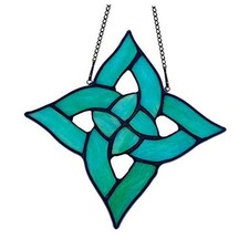Celtic Trinity Knot Stained Glass Window Hanging Green Celtic Trinity Knot