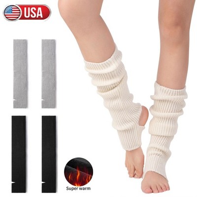 Women Knit Ballet Yoga Socks Girls Toeless Training Dance Winter Leg Warmers USA