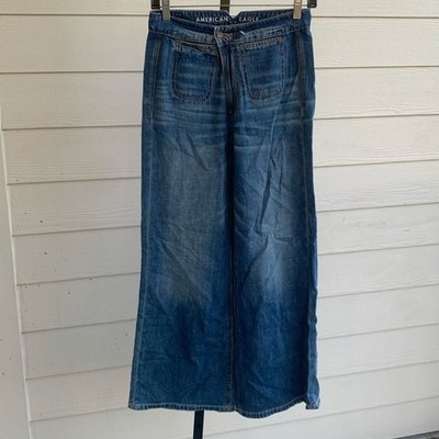 American eagle wide leg flare denim jeans 2/25 short