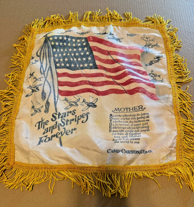 Vintage Camp Carson Colorado Silk Mother Pillow Sham Stars and Stripes 15x15