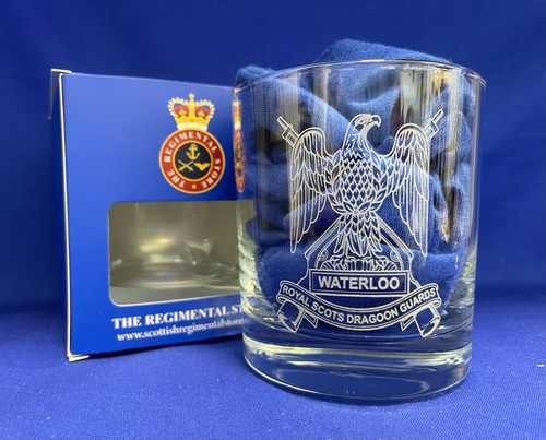 UK British Army Regimental engraved Whisky glass with regimental cap badges. - Picture 63 of 73
