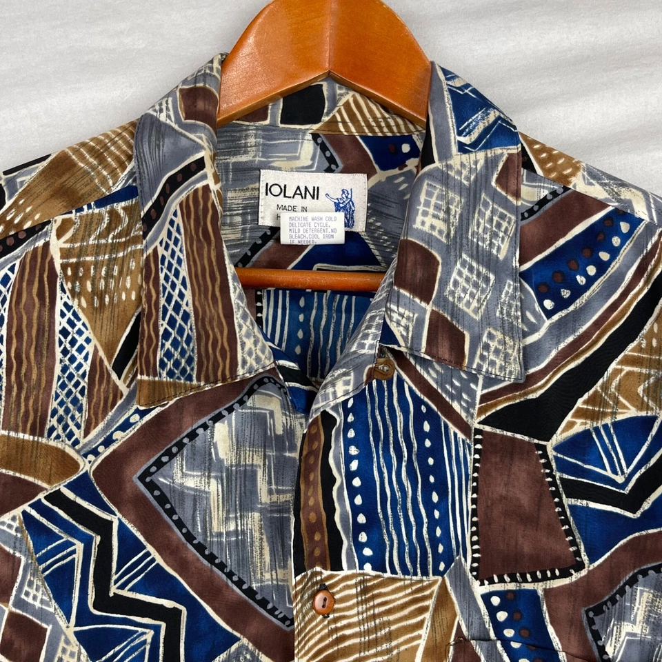 Vintage Iolani Shirt Mens Extra Large XL Hawaiian Aloha Beach Loop Button Up - Image 3 of 4